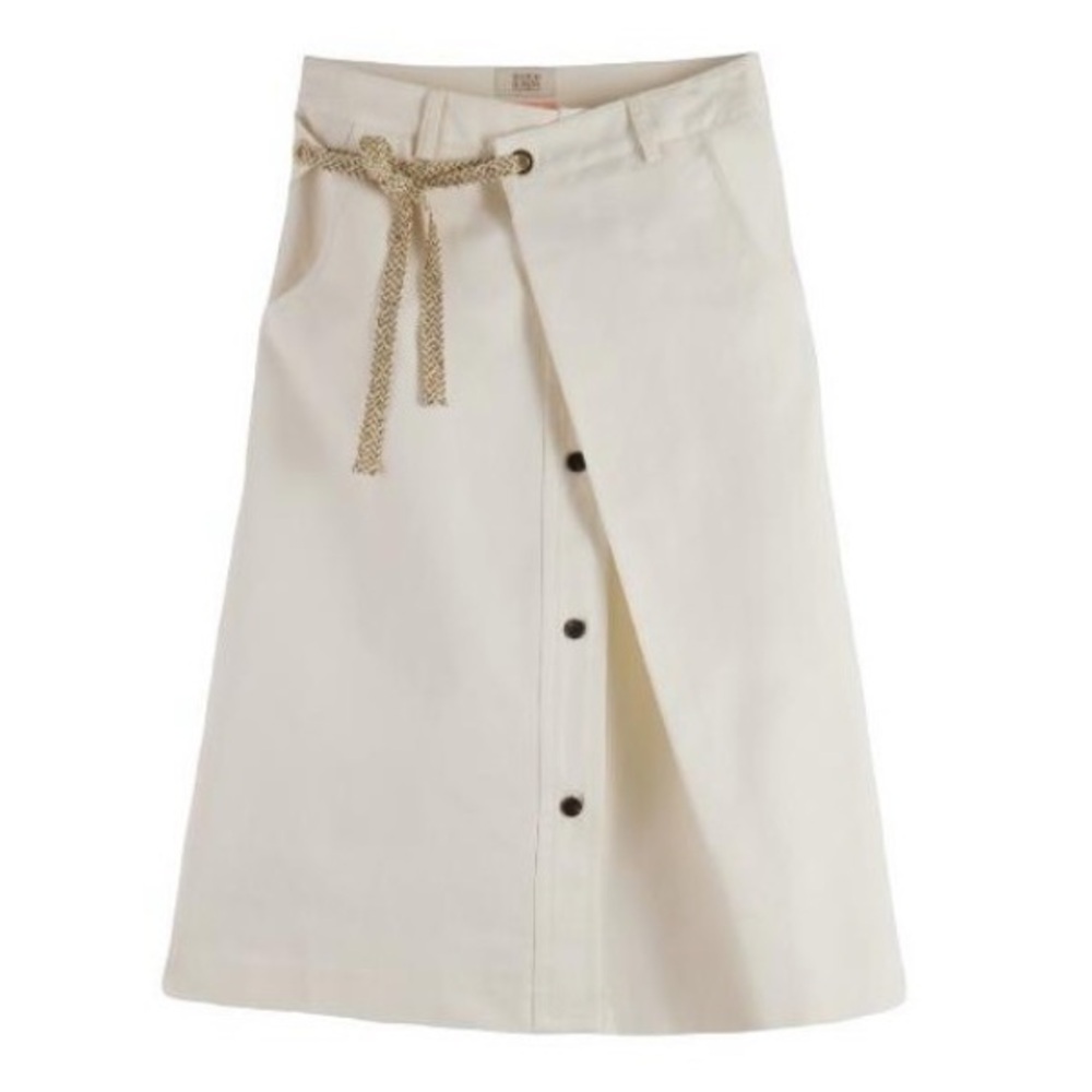 Scotch & Soda Wrap Midi Skirt women’s size XS Soft Ice Linen Cotton Cloud Dancer